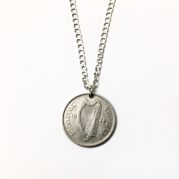 Jewelry - 1928 Irish Silver Coin Necklace — 925 Sterling Silver Chain — 16-inch